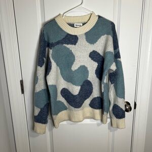 &merci Women’s Sweater Size‎ Small Abstract Blue Camo